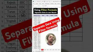 Filter Formula Separate Data in One Click | Filter Formula in Excel | Filter Formula | #ytshorts