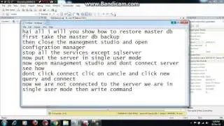 Restoring  Master DB---Single user Mode Using GUI:SQL SERVER DBA