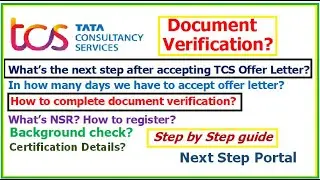 How to complete TCS background verification? Whats NSR? How to get 12 digit NSR number?