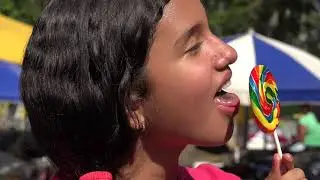 Teen Girl Lollipop Carnival Park Happy Summer