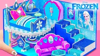 Building Magical Frozen House with Cold Bedroom from Cardboard for Queen Elsa ❄️ DIY Miniature House