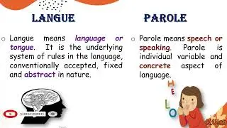 Langue and Parole in Linguistics| langue and parole with examples