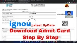 IGNOU admit card download *ignou Hall Ticket Download* _ *ignou Admit Card Download* Full Process