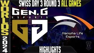 GEN vs HLE Highlights ALL GAMES | LoL Worlds 2024 Swiss Stage Day 3 Round 3 | GenG vs Hanwha Life