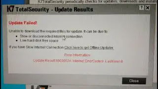 K7 Update Failed | How to fix | simple Solution |