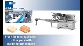 Fresh lasagna packaging in flow pack with the modified atmosphere by ULMA Packaging machine