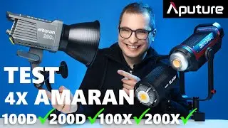 THE GREAT TEST of AMARAN 100d 200d 100x 200x lamps. Comparison vs GODOX SL60W and APUTURE 300D II