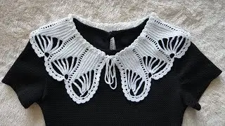 Школьный воротник Крыло бабочки крючком. Crochet collar