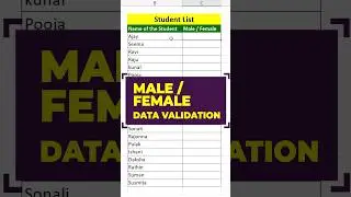 Data validation in excel 👉Male / Female Data validation 