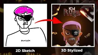 2D sketch to 3D stylized character In Blender 3.0