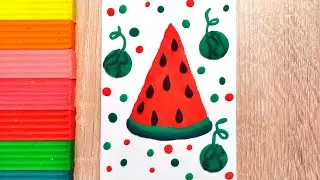 Делаем дольку арбуза 🍉 из пластилина на бумаге