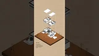 Exploded Axonometric Diagrams of a residence | Architecture diagram #architecture #motiongraphics