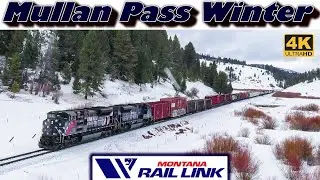 Montana Rail Links Mullan Pass in Winter Snow (4K) | MRL & BNSF Trains  | March 2023 | DJI Drones