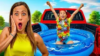 DeeDee Matteo and Gabriella Inflatable Pool Adventure | Funny Videos for Kids