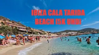 IBIZA CALA TARIDA BEACH WALK [5K UHD] - Ibiza, Spain-  Ibiza Summer beach walk July 2024