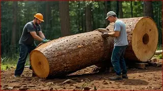 Man Turns Giant Log Into Amazing Table / Woodworking Skills And Techniques