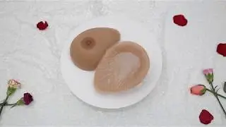 E Cup 1400g Self Adhesive Silicone Breast forms Fake Boobs for Mastectomy Patient -Suntan Color