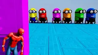 GTA 5 EPIC RAGDOLL SHOW SPIDERMAN VS COLOUR MINIONS FALLS & FAILS LIVE GTA V #gta 103