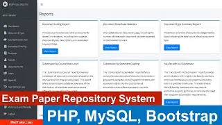 Exam Paper Repository Management System in PHP and MySQL