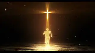 Man Running Towards the Golden Cross - 4K Looping Video