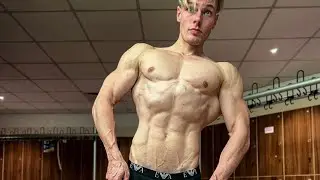 16 years old Teen flexing muscle