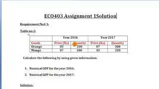 ECO403 Assignment#1 Solution spring2021|| Assignment 