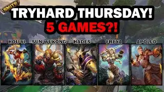 5 GAMES IN 50 MINUTES, A PERFECT TRYHARD THURSDAY - Season 10 Masters Ranked 1v1 Duel - SMITE