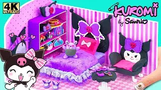 Building Amazing Purple Kuromi Bedroom Castle and Cute Bag from Polymer Clay ❤️ DIY Miniature House