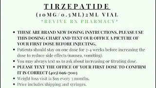 New tirzepatide compound dosing instructions from reviveRx