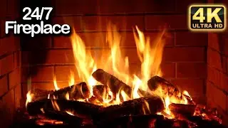 Relaxing Fireplace with Instrumental Christmas Music 24/7 🔥 Fireplace Christmas Music 🎄 Yule Log