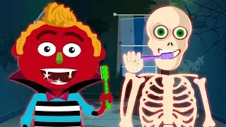 This Is The Way We Brush Our Teeth With Skeletons + Scary Kids Songs @hooplakidz