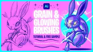 How to Use The Grain & Glowing Brushes in Adobe Illustrator - Vector Illustration Tutorial 2024