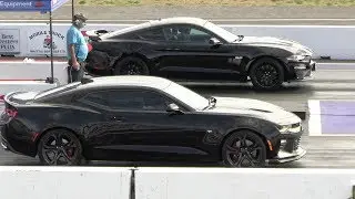 2019 Mustang GT vs Camaro SS and vs 2017 Mustang - drag race