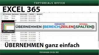 ÜBERNEHMEN Funktion in Excel ganz einfach