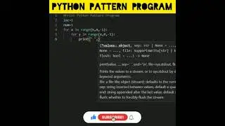 #python 38 To Print Pattern Program In Python Programming | Computer Programming | #shorts #python