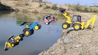 Accident JCB Auto Rickshaw Sonalika Tractor Pulling Out JCB 5CX ? Cartoon Jcb | Tata Truck | CS Toy