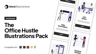 Illustration of Black People in an Office | Download The Office Hustle Illustration Pack