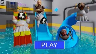 GRANNY And GRANDPA WATERPARK! BARRY’S PRISON RUN! #roblox #obby