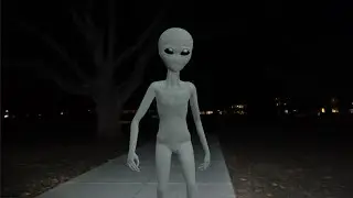 Grey Alien Walking - Green Screen