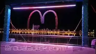 Digital Water Curtain Fountain, Waterfall, Water Curtain Wall with a led light show