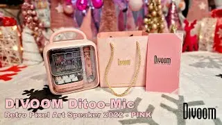 DIVOOM Ditoo-Mic Retro Pixel Art Bluetooth Speaker 2022 - PINK - Unboxing & Review 
