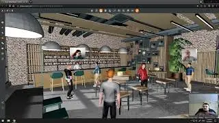 Social gathering in virtual bar