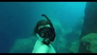 Freediving under the Azure Window, Gozo.