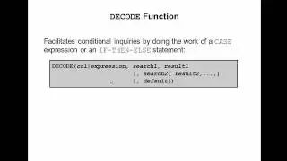 Oracle SQL Video Tutorial 27 - DECODE function