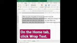 WRAP TEXT IN EXCEL #shortfeed #excel #shorts