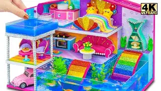 (EASY) Build Miniature 3-Storey Rainbow House with Aquarium and Rooftop Pool ❤️ DIY Miniature House