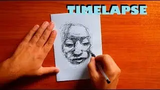 Portrait Drawn Entirely By Scribbling | Scribble Drawing Technique (timelapse-fast speed)