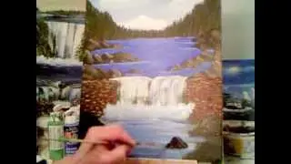 How to paint moving water and large rocks. Acrylic Painting Lesson 10