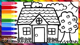 How To Draw A House 🏡 Drawing And Coloring A House With A Garden🏠🌳 Drawings For Kids