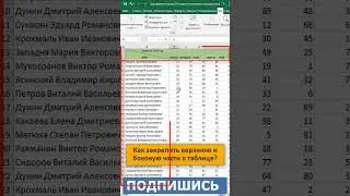 Как закрепить области в таблице 